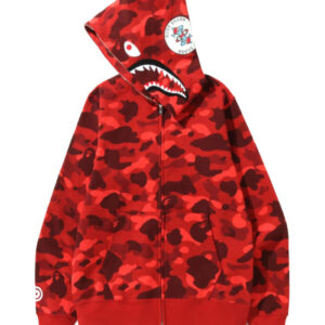 BAPE Color Camo Shark Full Zip Hoodie SS22 Red