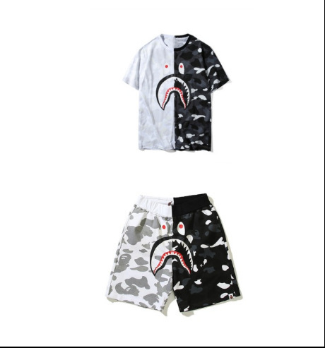 BAPE Shark Head Camo Luminous T- Shirt Shorts Set